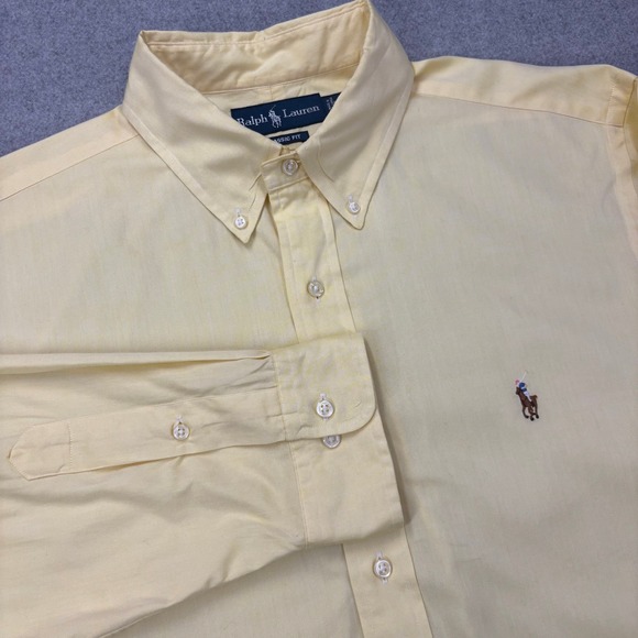 Polo Ralph Lauren Button‎ Down Shirt Mens 17 34/35 (XL) Yellow Classic Fit *READ - Picture 1 of 12